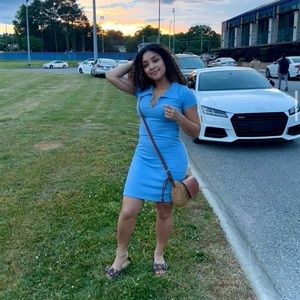 Baby blue body con midi dress size: small